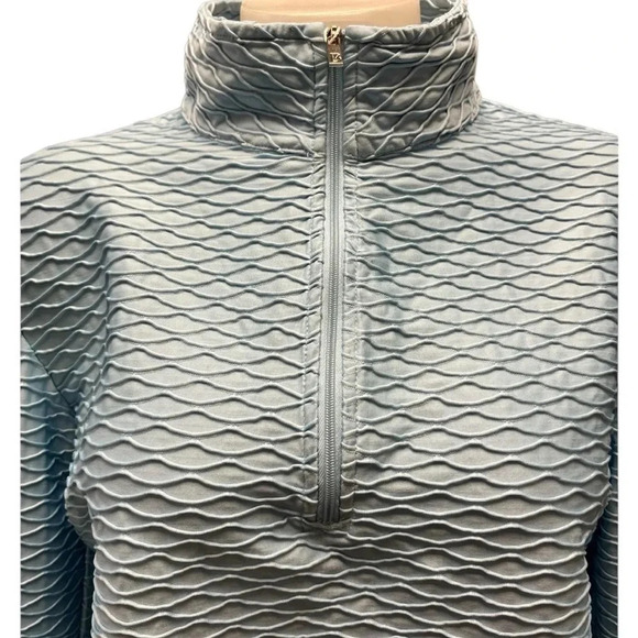 Buffbunny Permafrost 1/2 Zip Crop Textured Long Sleeve  Blue Top Size XL - Picture 5 of 10